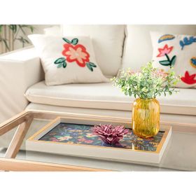 English Home Flowertopia 31x46 cm Lacivert Dekoratif Tepsi