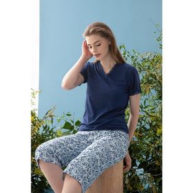 English Home Leaf Lacivert Viskon Kadın Pijama Takımı