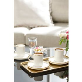 English Home Marella Porselen 6 Kişilik 85 ml Gold Kahve Fincan Takımı