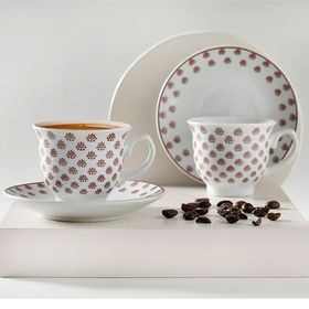 English Home Mindy Porselen 4 Parça 2 Kişilik 80 ml Bordo Kahve Fincan Takımı