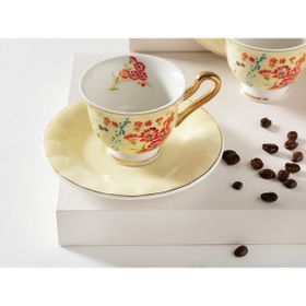 English Home Miranda New Bone China 4 Parça 2 Kişilik 90 ml Açık Sarı Kahve Fincan Takımı