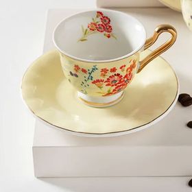 English Home Miranda New Bone China 4 Parça 2 Kişilik 90 ML Açık Sarı Kahve Fincan Takımı