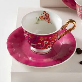 English Home Miranda New Bone China 4 Parça 2 Kişilik 90 ml Pembe Kahve Fincan Takımı