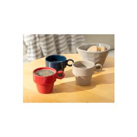 English Home Misteri Seramik 3'lü 105 ml Krem-Mavi-Kırmızı Espresso Bardağı