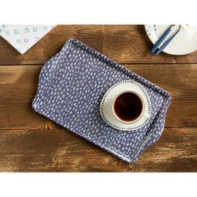 English Home Navy Dots Melamin 39x24 cm Lacivert Tepsi
