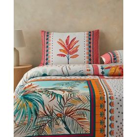 English Home Palmy Patchwork Tek Kişilik Turuncu Bej Nevresim Takımı