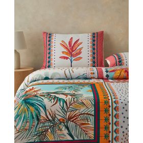 English Home Palmy Patchwork Tek Kişilik Turuncu Bej Nevresim Takımı