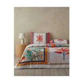 English Home Palmy Patchwork Tek Kişilik Turuncu Bej Nevresim Takımı