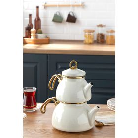 English Home Perro Emaye 0,5 lt+1 lt Beyaz Mini Çaydanlık