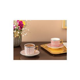 English Home Rabecca Porselen Kırmızı 2'li 90 ml Kahve Fincan Takımı