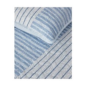 English Home Sleek Stripes Mavi Çift Kişilik Yatak Örtüsü Takımı