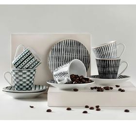 English Home Sunline 4 Parça 2 Kişilik 80 ml Siyah Kahve Fincan Takımı