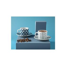 English Home Trin Porselen 2'li 80 ml Lacivert Kahve Fincan Takımı
