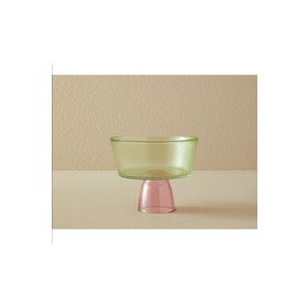 English Home Unique Patch 16 cm Yeşil-Pembe Cam Ayaklı Sunumluk
