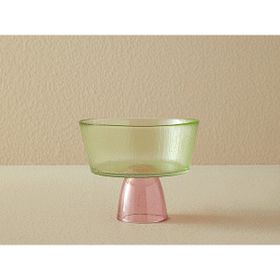 English Home Unique Patch 16 cm Yeşil-Pembe Cam Ayaklı Sunumluk