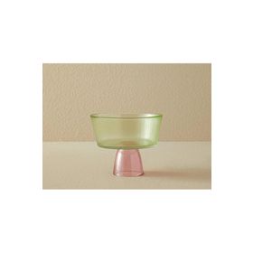 English Home Unique Patch 16 cm Yeşil-Pembe Cam Ayaklı Sunumluk
