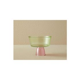 English Home Unique Patch 16 cm Yeşil-Pembe Cam Ayaklı Sunumluk