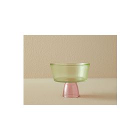 English Home Unique Patch 16 cm Yeşil-Pembe Cam Ayaklı Sunumluk