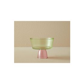 English Home Unique Patch 16 cm Yeşil-Pembe Cam Ayaklı Sunumluk