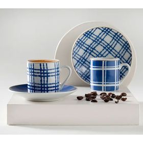 English Home Valentine Porselen 4 Parça 2 Kişilik 80 ml Lacivert Kahve Fincan Takımı