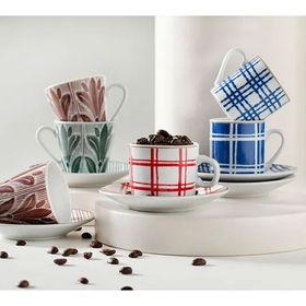 English Home Valentine Porselen 4 Parça 2 Kişilik 80 ml Lacivert Kahve Fincan Takımı