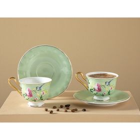 English Home Vanilla New Bone China 2'li 90 ml Açık Yeşil Mint Kahve Fincan Takımı