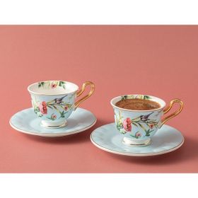 English Home Vanilla Porselen 2'li 90 ml Açık Mavi Kahve Fincan Takımı
