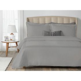 English Home Vivian Gri Çerçeveli Pamuk Saten King Size Nevresim Takımı