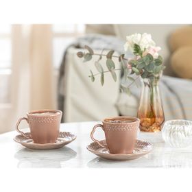 English Home Viyana Porselen 2'li 80 ml Gül Kurusu Kahve Fincan Takım