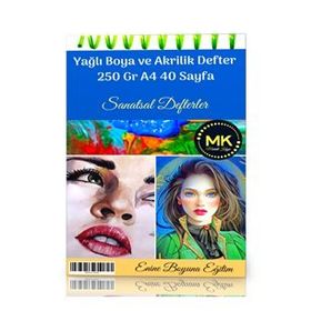 Enine Boyuna Eğitim 40 Sayfa A4 Yağlı Boya Akrilik Defter