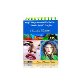 Enine Boyuna Eğitim 40 Sayfa A4 Yağlı Boya Akrilik Defter