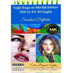 Enine Boyuna Eğitim 40 Sayfa A4 Yağlı Boya Akrilik Defter