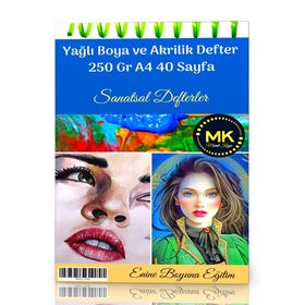 Enine Boyuna Eğitim 40 Sayfa A4 Yağlı Boya Akrilik Defter