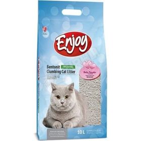 Enjoy 10 lt Bebek Pudrası Kokulu Topaklanan Bentonit Doğal Kedi Kumu