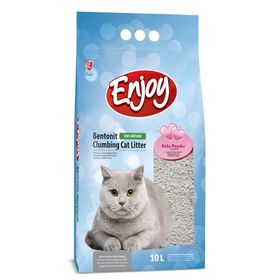 Enjoy 10 lt Bebek Pudrası Kokulu Topaklanan Bentonit Doğal Kedi Kumu