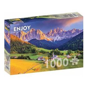 Enjoy 1000 Parça İtalya Dolomit Dağlarında Kilise Puzzle