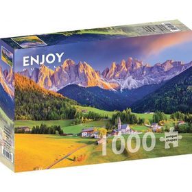 Enjoy 1000 Parça İtalya Dolomit Dağlarında Kilise Puzzle