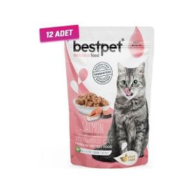 Enjoy Bestpet Sterilised Jelly Pouch Somonlu 12x85 gr Kedi Maması