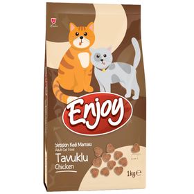 Enjoy Tavuklu 1 kg Keten Tohumu ile Omega 3 6 Katkısı Yetişkin Kuru Kedi Maması