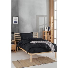 Enlora Home %100 Doğal Pamuk Tek Kişilik Düzrenk Freshcolor Siyah Nevresim Seti