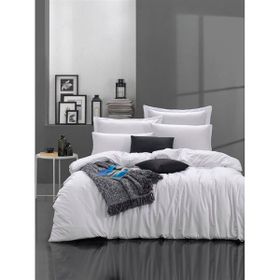 Enlora Home Freshcolor Beyaz Çift Kişilik Düzrenk %100 Doğal Pamuk Nevresim Takımı