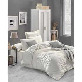 Enlora Home Freshcolor Ekru Çift Kişilik Düzrenk %100 Doğal Pamuk Nevresim Takımı