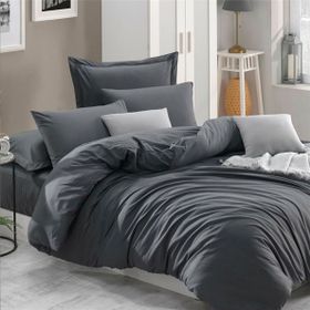 Enlora Home Freshcolor Füme Çift Kişilik Düzrenk %100 Doğal Pamuk Nevresim Takımı