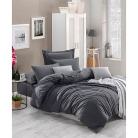 Enlora Home Freshcolor Füme Çift Kişilik Düzrenk %100 Doğal Pamuk Nevresim Takımı