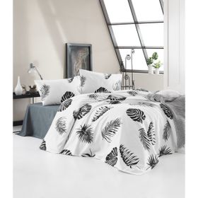 Enlora Home Tek Kişilik Baskılı Dominik Beyaz Pike Takımı