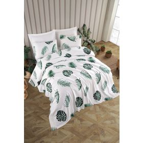 Enlora Home Tek Kişilik Baskılı Dominik Beyaz Pike Takımı