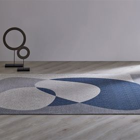 Enza Home 1.60x2.30 cm Mavi Bej Amorf Polyester ve Viskon Halı
