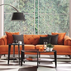 Enza Home 10201 Navona Kadife Dokulu Turuncu 3'lü Koltuk
