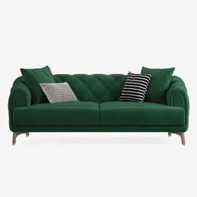 Enza Home 10202 Navona Kadife Dokulu Yeşil 2.5'lu Koltuk