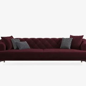 Enza Home 10210 Navona Kadife Dokulu Bordo 4'lü Koltuk